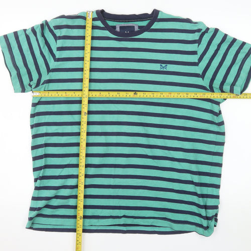 Crew Clothing Company Women Blue Striped Cotton T-Shirt XL
