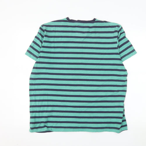 Crew Clothing Company Women Blue Striped Cotton T-Shirt XL