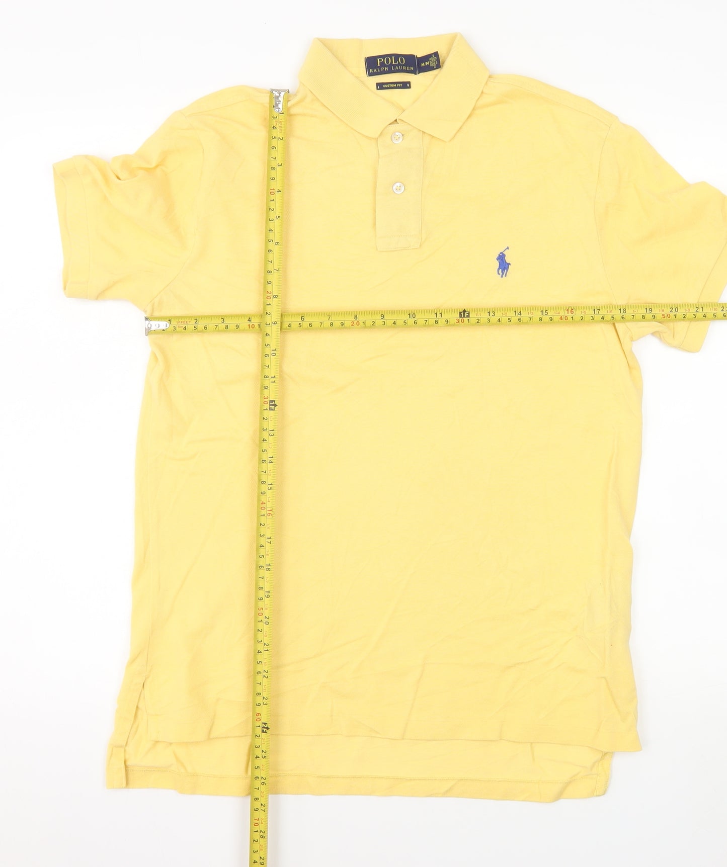 Ralph Lauren Men's Yellow Custom Fit Polo Shirt Size M