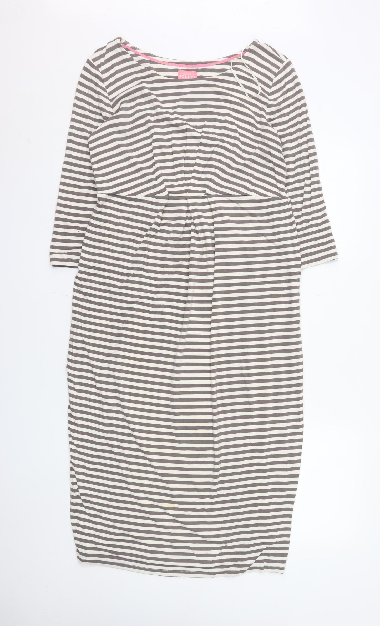 Joules Women’s Grey Striped Knee Length Shift Dress Size 12