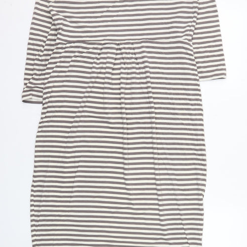 Joules Women’s Grey Striped Knee Length Shift Dress Size 12