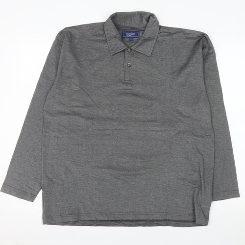 Principles Men’s Grey Long Sleeve Polo Shirt Size S