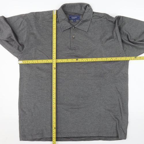 Principles Men’s Grey Long Sleeve Polo Shirt Size S