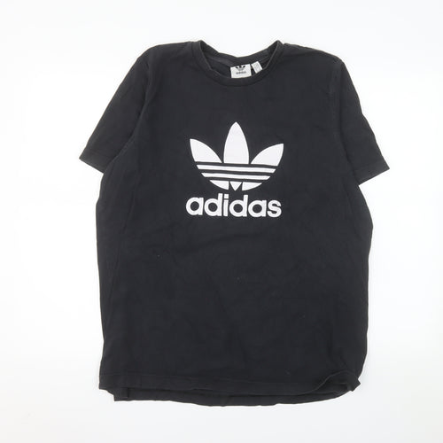 Adidas Men's Black Trefoil Logo Cotton Crew Neck T-Shirt Size L