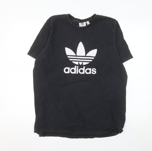 Adidas Men's Black Trefoil Logo Cotton Crew Neck T-Shirt Size L