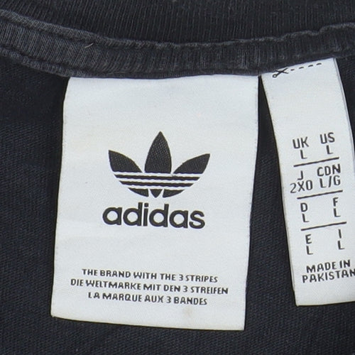Adidas Men's Black Trefoil Logo Cotton Crew Neck T-Shirt Size L