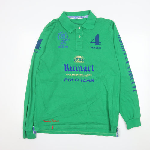 Cortina Polo Style Men's Green Long Sleeve Polo Shirt XL Cotton