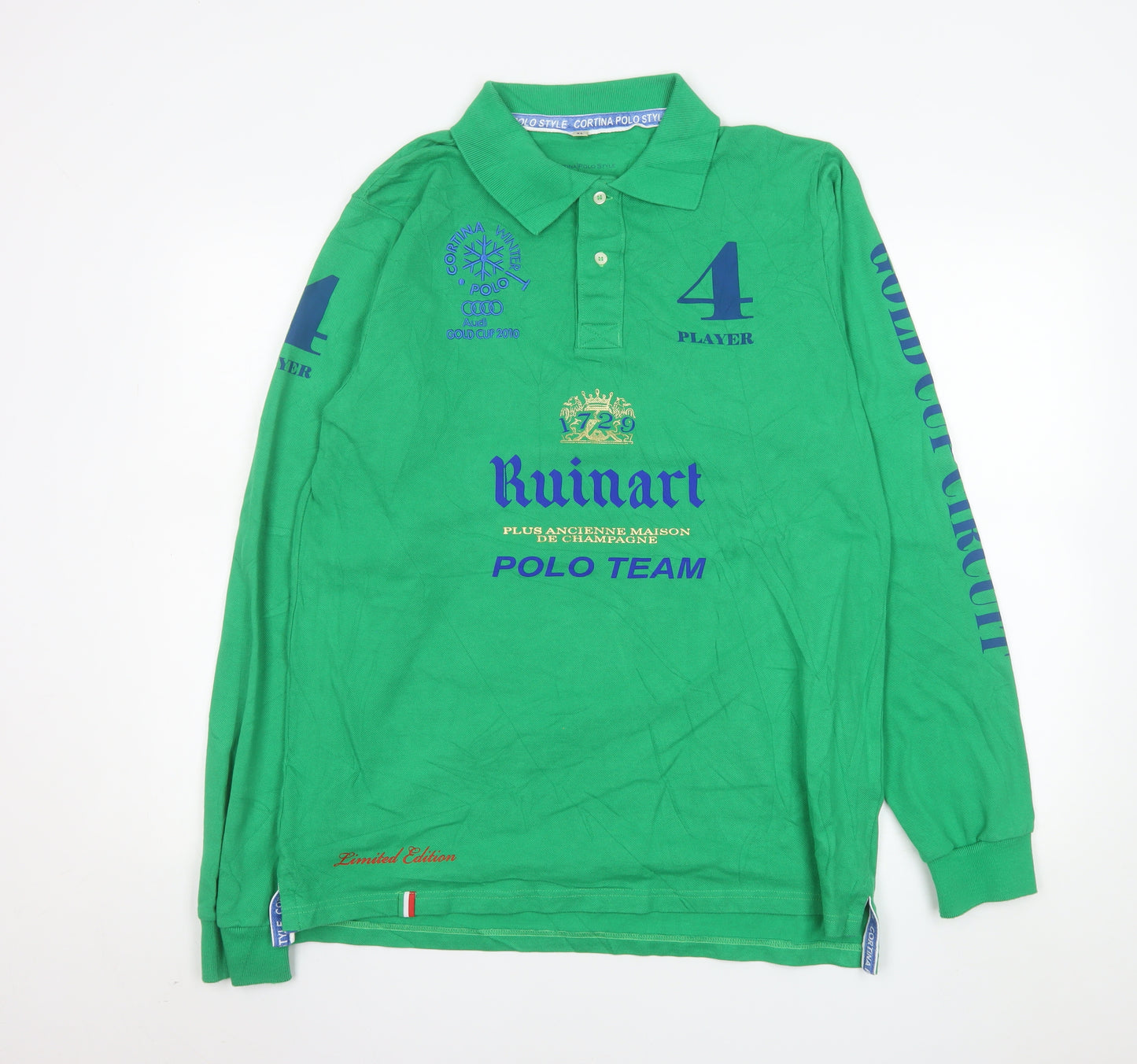 Cortina Polo Style Men's Green Long Sleeve Polo Shirt XL Cotton