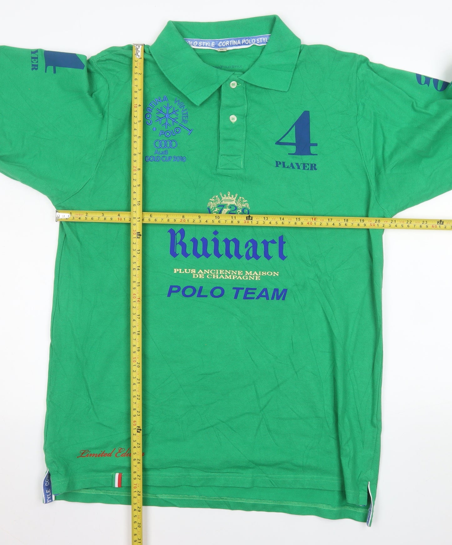 Cortina Polo Style Men's Green Long Sleeve Polo Shirt XL Cotton