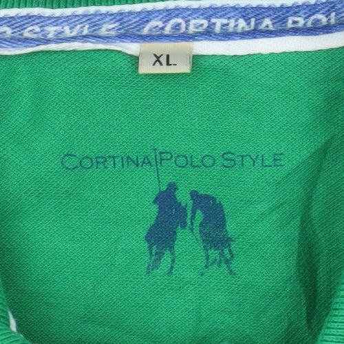 Cortina Polo Style Men's Green Long Sleeve Polo Shirt XL Cotton