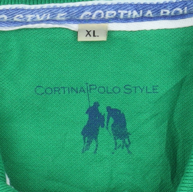 Cortina Polo Style Men's Green Long Sleeve Polo Shirt XL Cotton