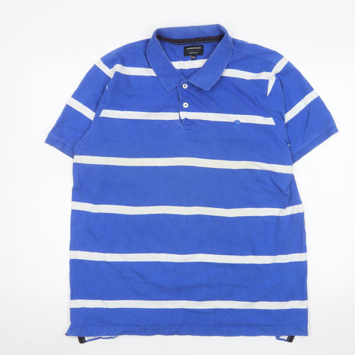 Greenwoods Men’s Blue Striped Cotton Polo Shirt Size 2XL