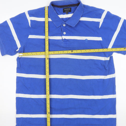 Greenwoods Men’s Blue Striped Cotton Polo Shirt Size 2XL