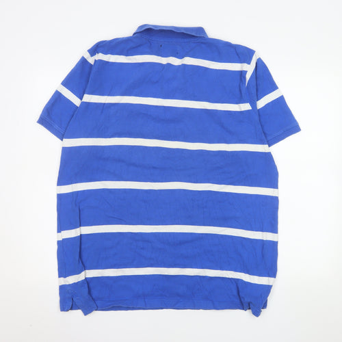 Greenwoods Men’s Blue Striped Cotton Polo Shirt Size 2XL