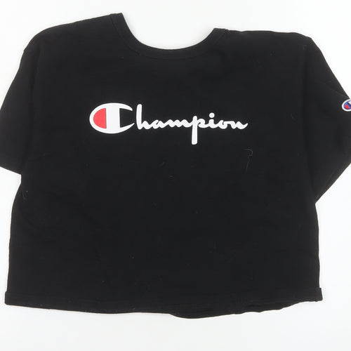 Champion Women's Black Cropped T-Shirt Small