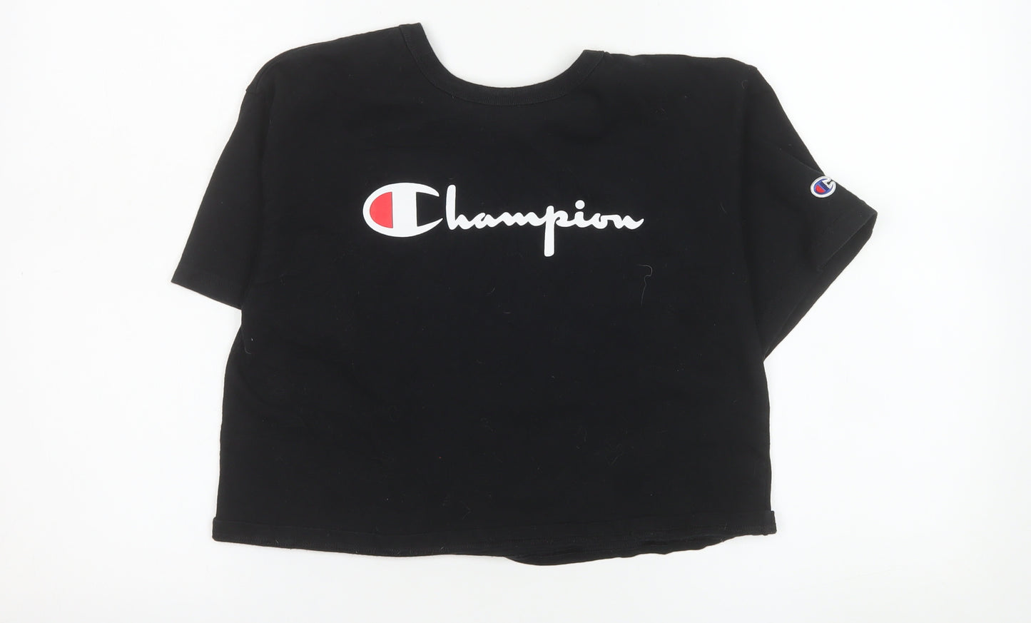 Champion Women's Black Cropped T-Shirt Small