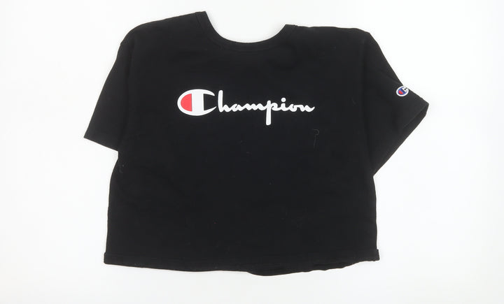Champion Women's Black Cropped T-Shirt Small