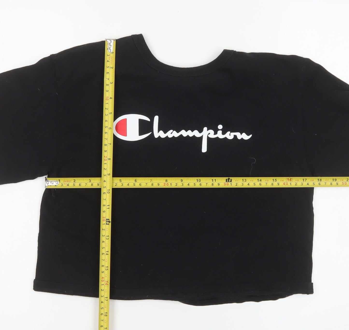 Champion Women's Black Cropped T-Shirt Small