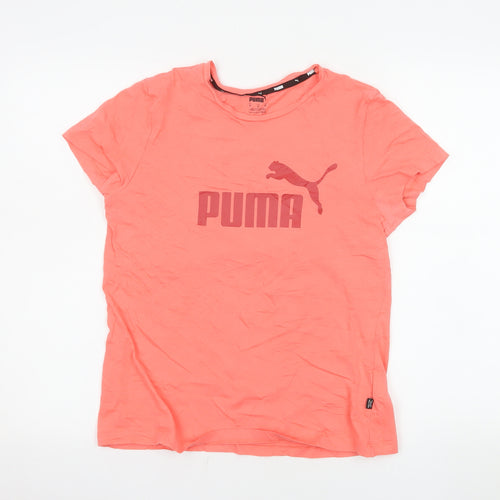 Puma Women Pink Basic Short Sleeve Cotton T-Shirt M