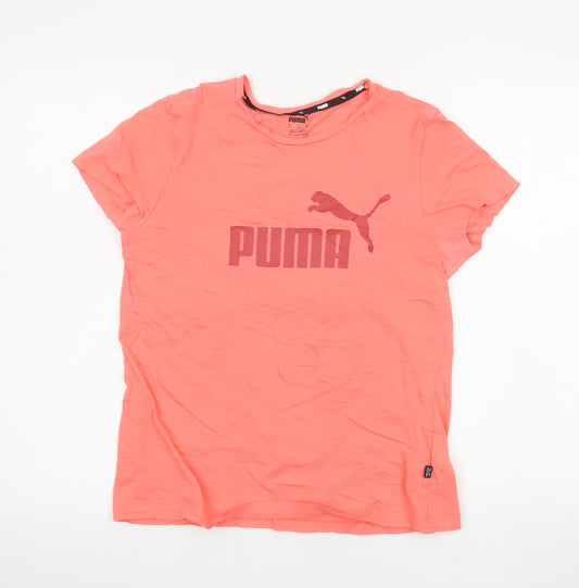 Puma Women Pink Basic Short Sleeve Cotton T-Shirt M