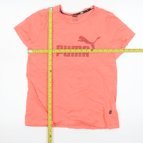 Puma Women Pink Basic Short Sleeve Cotton T-Shirt M