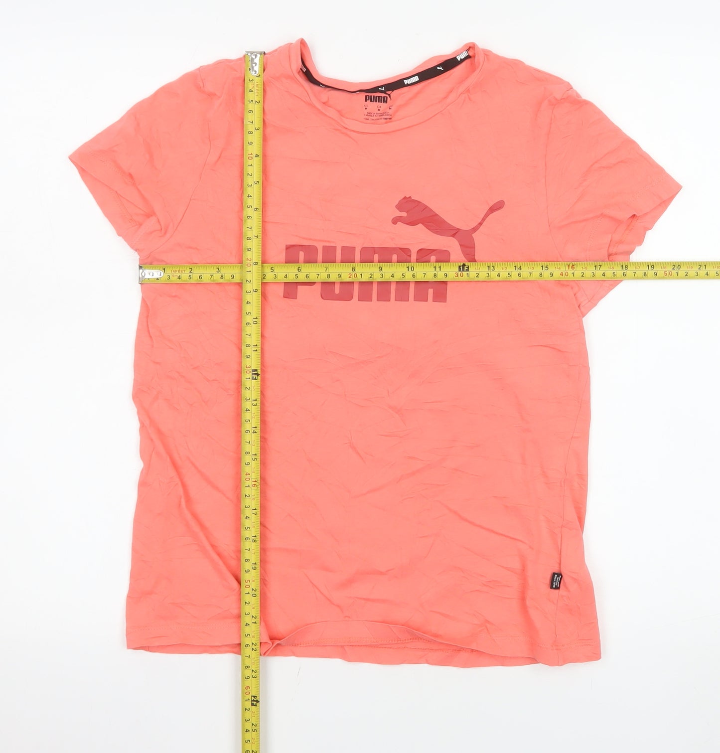 Puma Women Pink Basic Short Sleeve Cotton T-Shirt M