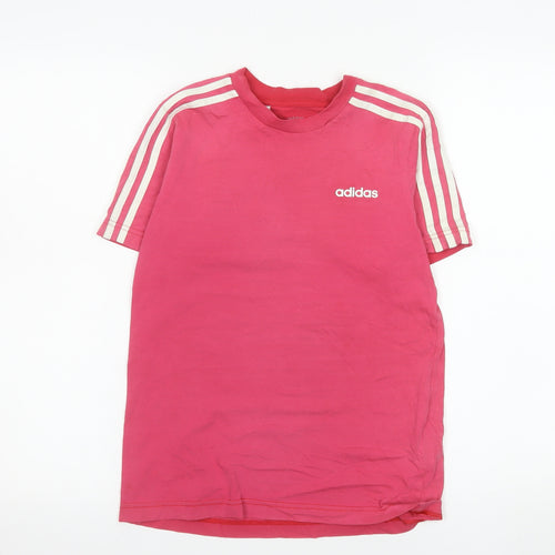 Adidas Girls Pink Short Sleeve Crew Neck Cotton T-Shirt 11-12 Years
