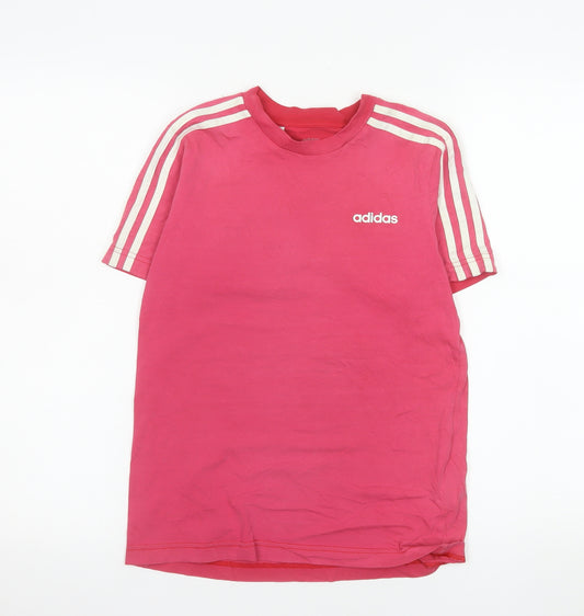 Adidas Girls Pink Short Sleeve Crew Neck Cotton T-Shirt 11-12 Years