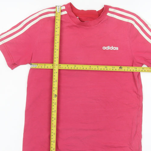 Adidas Girls Pink Short Sleeve Crew Neck Cotton T-Shirt 11-12 Years
