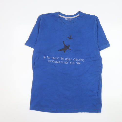 Mountain Warehouse Men Blue L Funny Graphic Cotton T-Shirt