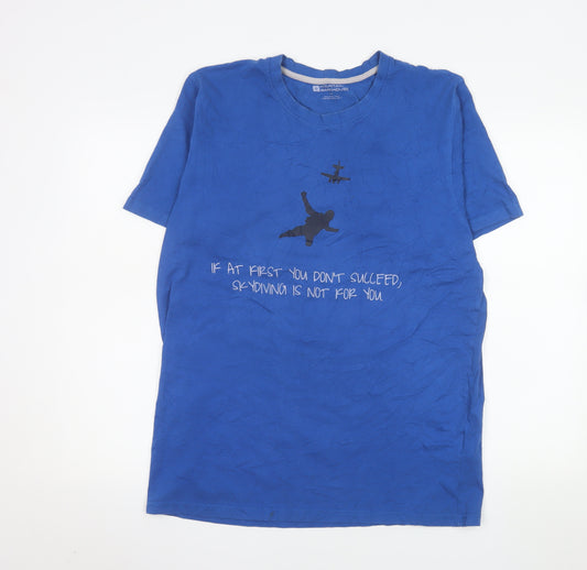 Mountain Warehouse Men Blue L Funny Graphic Cotton T-Shirt