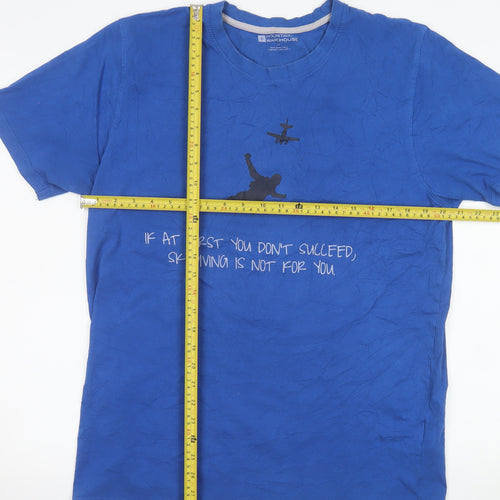 Mountain Warehouse Men Blue L Funny Graphic Cotton T-Shirt