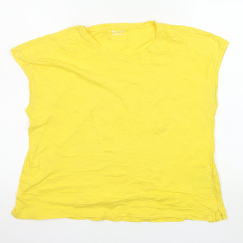 Whistles Women Yellow Cotton Basic Sleeveless T-Shirt Size L