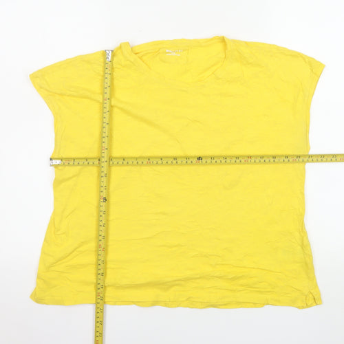 Whistles Women Yellow Cotton Basic Sleeveless T-Shirt Size L