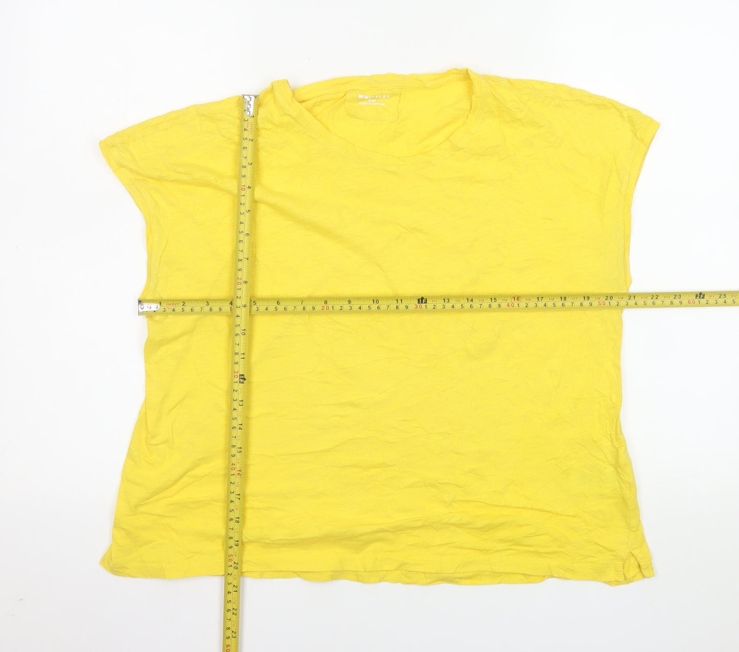 Whistles Women Yellow Cotton Basic Sleeveless T-Shirt Size L