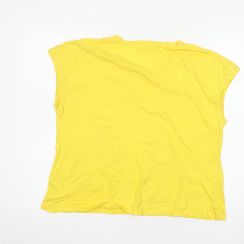 Whistles Women Yellow Cotton Basic Sleeveless T-Shirt Size L