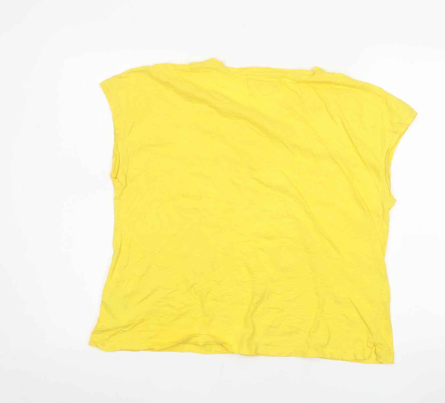 Whistles Women Yellow Cotton Basic Sleeveless T-Shirt Size L