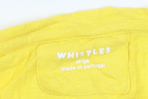 Whistles Women Yellow Cotton Basic Sleeveless T-Shirt Size L