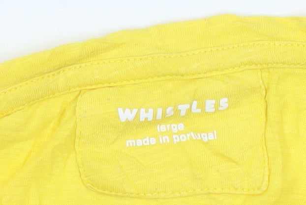 Whistles Women Yellow Cotton Basic Sleeveless T-Shirt Size L