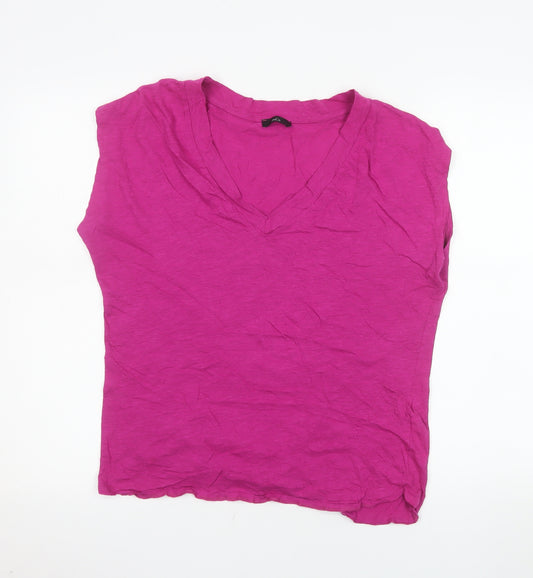 M&Co Women’s Pink V-Neck Sleeveless Jersey T-Shirt Size 14