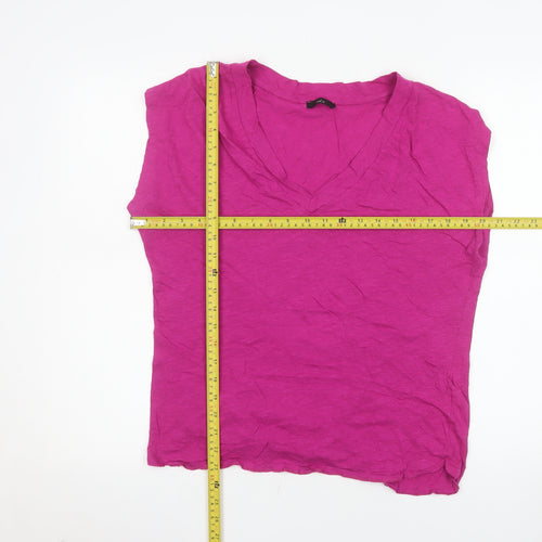M&Co Women’s Pink V-Neck Sleeveless Jersey T-Shirt Size 14