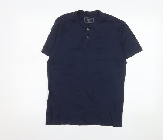 Charles Tyrwhitt Men's Blue Cotton Henley Polo Shirt Size S