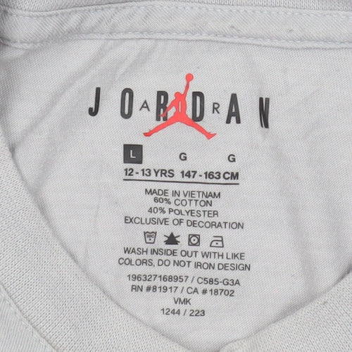 Jordan Boys Grey Air 23 Graphic T-Shirt Size 12-13 Years Crew Neck