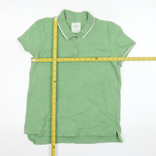 American Eagle Outfitters Men's Green Classic Fit Polo Shirt Size M