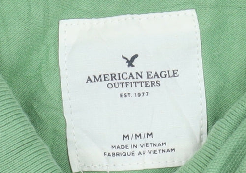 American Eagle Outfitters Men's Green Classic Fit Polo Shirt Size M
