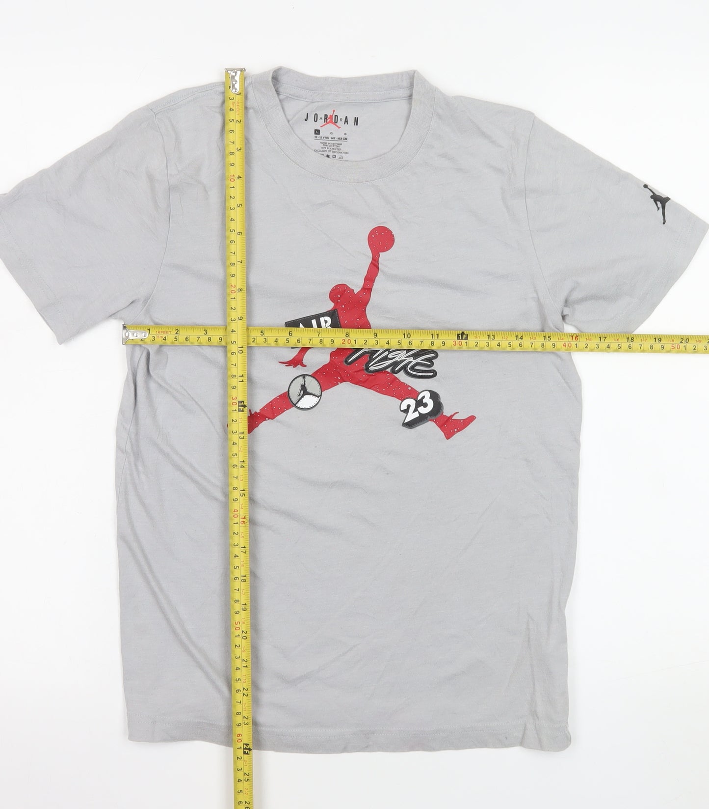 Jordan Boys Grey Air 23 Graphic T-Shirt 12-13 Years Basketball Style