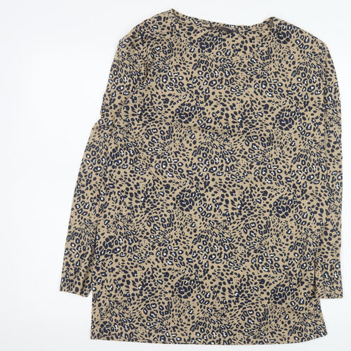 Marks and Spencer Women’s Beige Animal Print Blouse Size 10 Long Sleeve