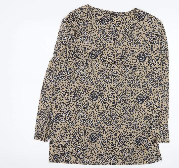 Marks and Spencer Women’s Beige Animal Print Blouse Size 10 Long Sleeve