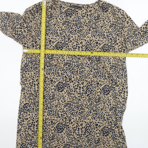 Marks and Spencer Women’s Beige Animal Print Blouse Size 10 Long Sleeve