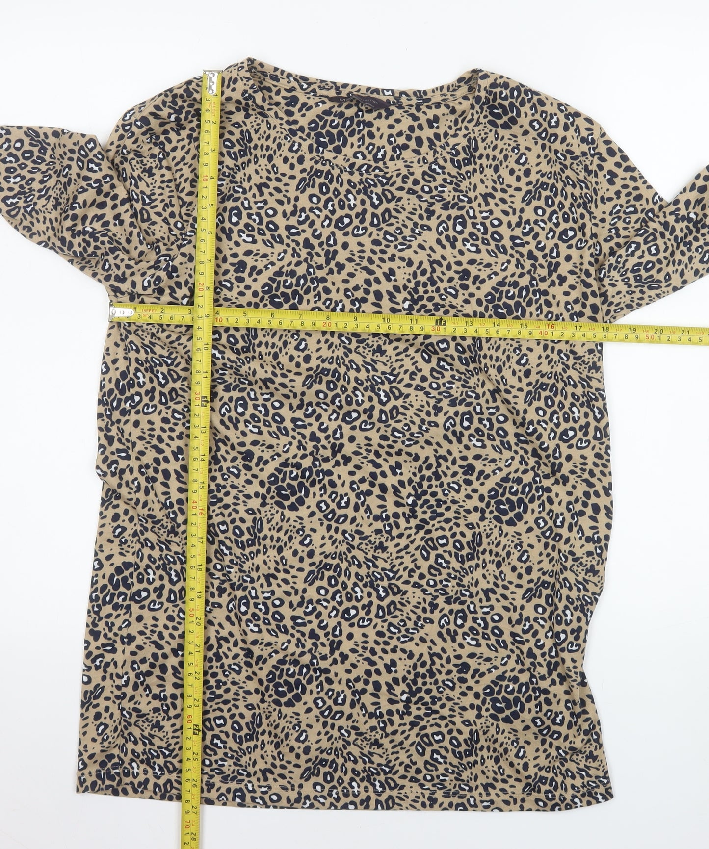 Marks and Spencer Women’s Beige Animal Print Blouse Size 10 Long Sleeve
